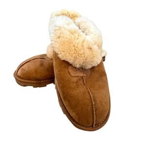 UGG Australia Brown Shearling Sheepskin Cozy Slip On Shoes Slipper Women Size 10